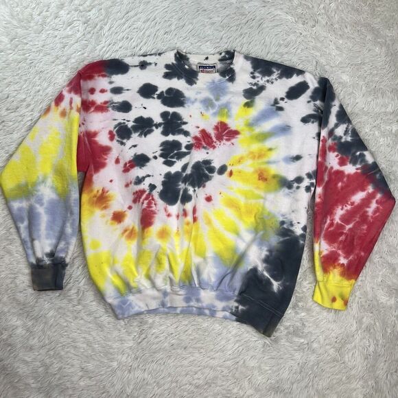 HANES Tie Dye Long Sleeve Sweater Pullover Vintage Printpro VTG 90s Mens Size XL - Picture 1 of 16